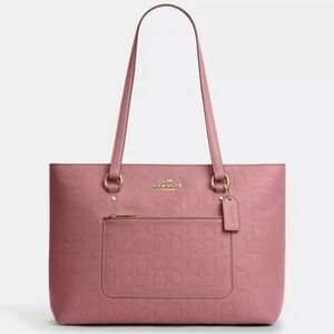 Limited time offer NWT Coach Station Tote Bag Leather Gold/ Peoney pink CDL99